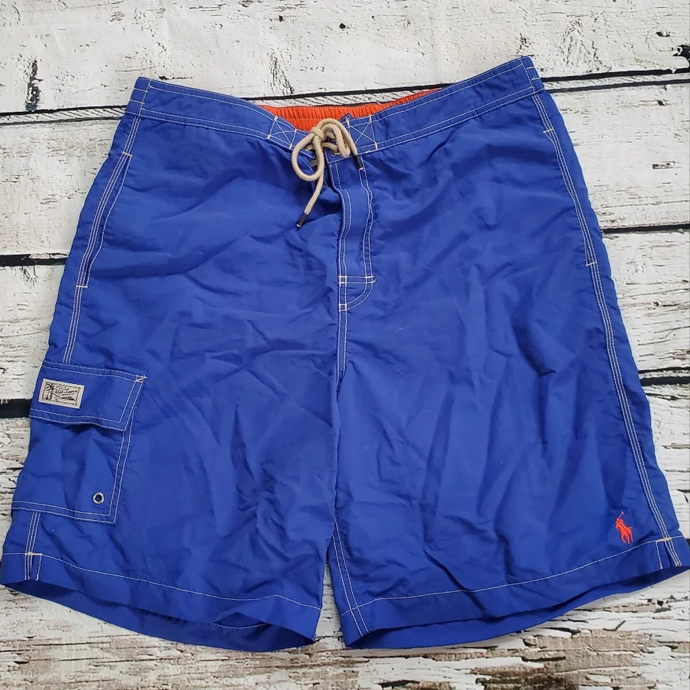 Polo Ralph Lauren Men's Navy Blue Cargo Swim Board Shorts - Size Large - 8